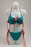 The Ember Set- Reversible Teal Gingham/Teal Neon Flowers
