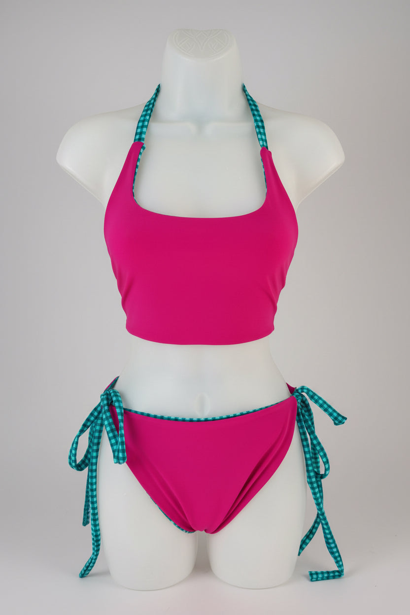 The Ember Set- Reversible Teal Gingham/ Bright Purple